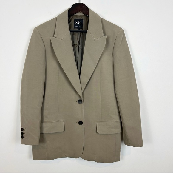 Zara Oversized Blazer Tan Size Medium - Picture 2 of 5